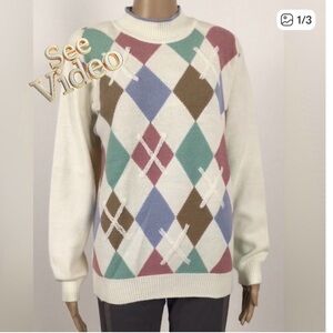 👛 (ANY 2/$20) ALIA Pastel Pullover Sweater White Applique Detail See Video